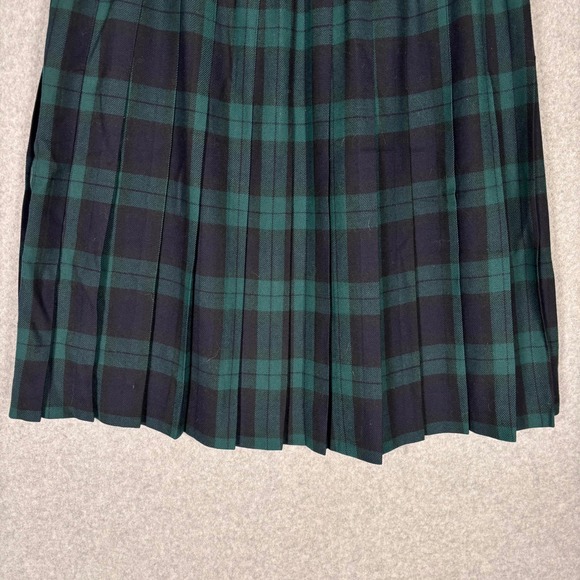 Vintage Evan Picone Tartan Pleated Skirt 28 Navy Green Wool School Girl Preppy - Picture 3 of 10